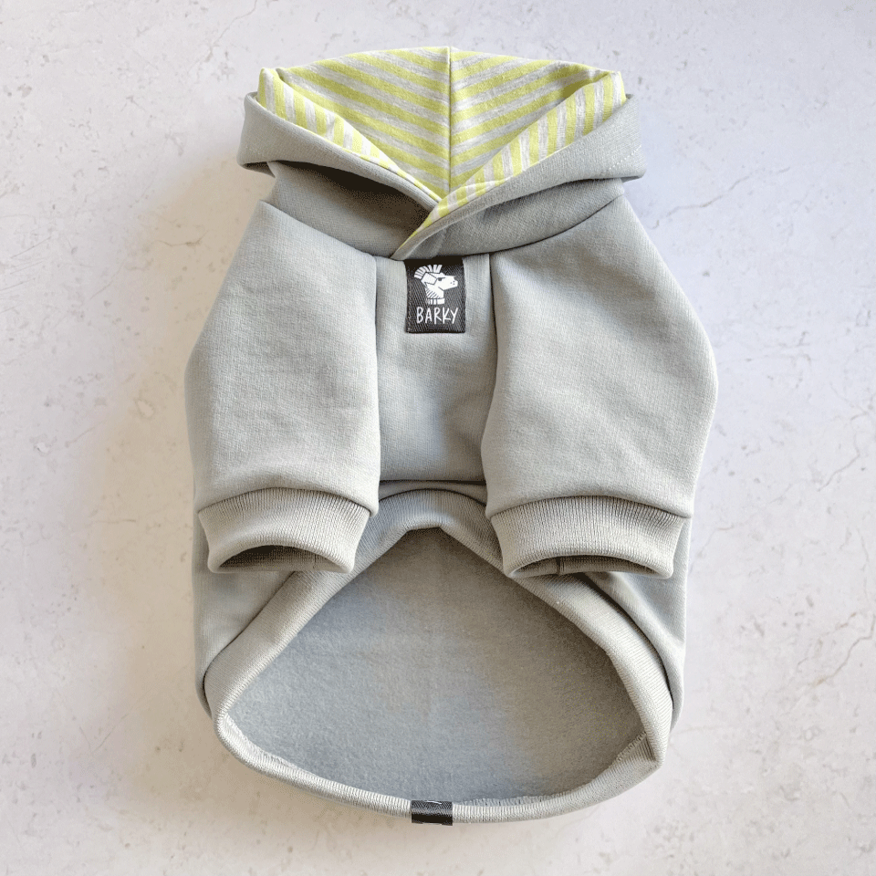 Polerón para perro con Capucha Gris a Rayas